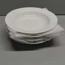 DOWAN Soup and Pasta Bowls Set of 4, White Porcelain Wide Rim Salad Plates, 20 Ounces, Microwave & Dishwasher Safe