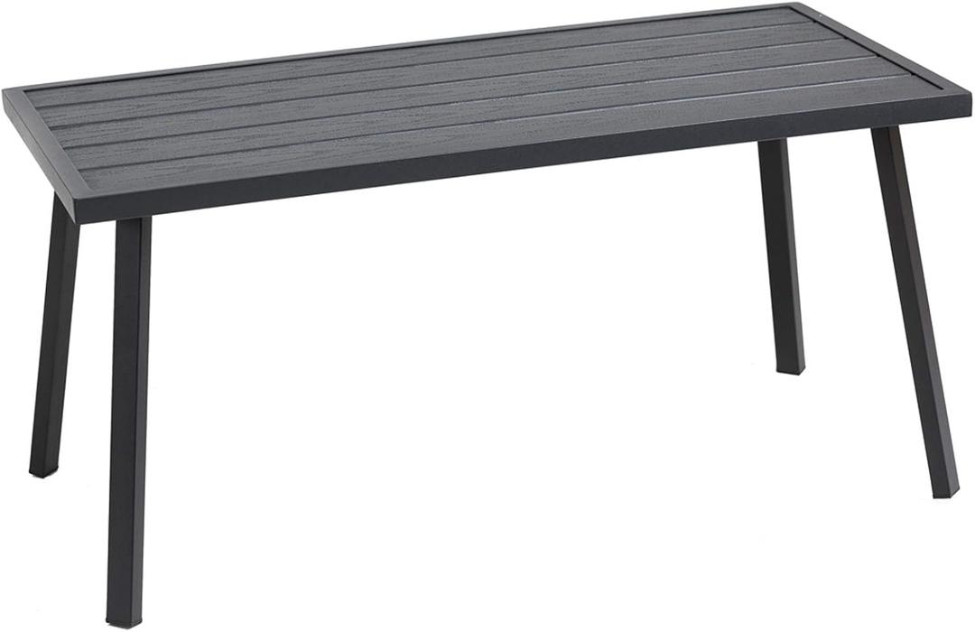 C-Hopetree Small Metal Outdoor Coffee Side Table for Outside Patio, Rectangle, Black