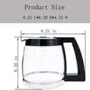 DGB-400, DGB-400NAS, SS-15, SS-15P1, SS-16, SS-4N1(NAS), SS-GB1(NAS), CHW-16 Glass Coffee Carafe Replacement for Cuisinart Coffee Maker 12-Cup Pot Replace DGB-400CF, SS-15/16CRF, SS-4N1CRF, CHW-16CRF.