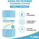 AIDEA Microfiber Cleaning Cloth Roll, Blue Shop Towels 55 Sheets Washable, Microfiber Towels for Cars, Blue Rags Reusable Paper Towel for Automotive, Workshop, House, Kitchen, Cleaning Supplies119"