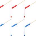 Sumind 6 Pcs Magnetic Fishing Pole Wooden Magnetic Fishing Rods with Magnet Hooks Christmas Game Toy Gifts for Birthday Party(Red, Blue,Column)