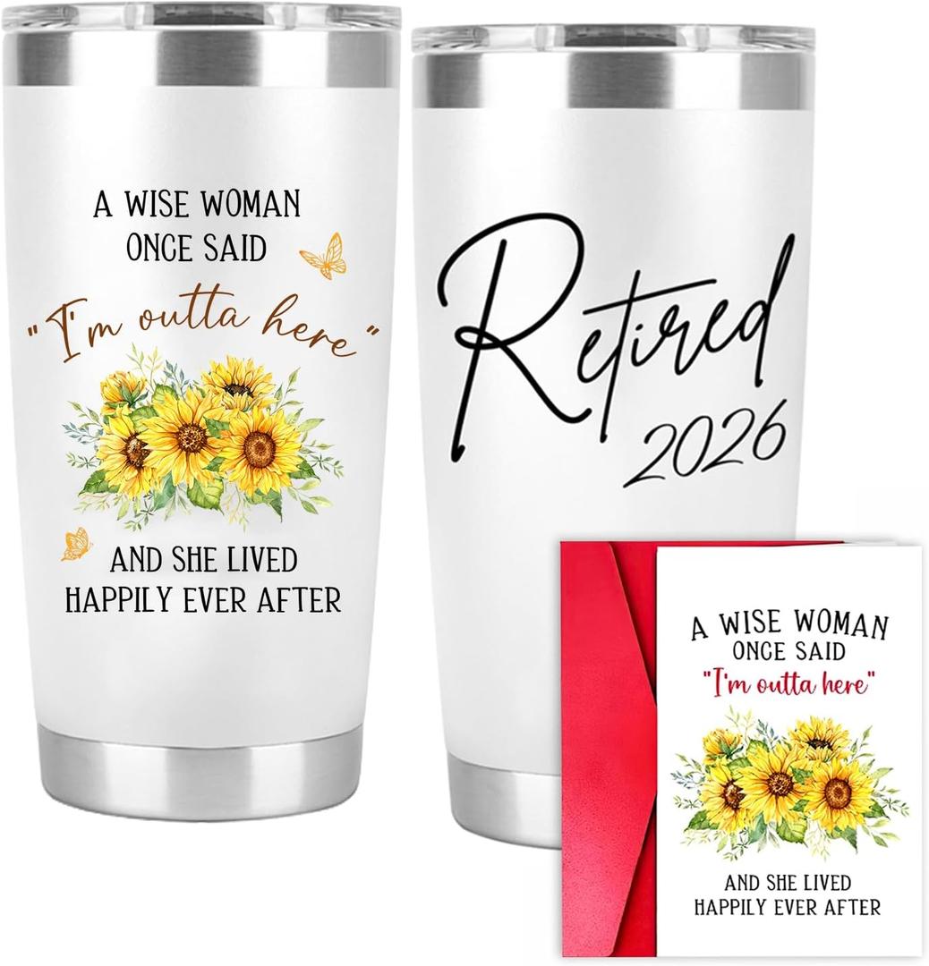 Retirement Gift for Woman  Retired 2026 A Wise Woman Once Said Stainless Steel 20Oz - Funny Retirement Gifts for Coworker Leaving - Farewell Gifts for Coworkers, Mom, Teacher, Nurse, Boss