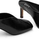 Womens Kitten Heels Square Closed Toe Stiletto Mule Heels Slip on Sandals Comfort Dress Party Pumps (8)