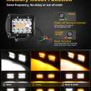Auxbeam 6 Modes Amber White Series 4 Inch 120W Strobe LED Pod Lights Dual Color Auxiliary Offroad Light Bar Spot Flood Combo Flashing Fog Lights A-Pillar Bumper Grille Mount, Pair