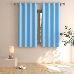 UPOPO Sky Blue Curtains 54 inches Long Nurdery Kids Boys Room Darkening Window Curtain Panels Bedroom Living Room Grommet Top Thermal Insulated Drapes Kitchen Bathroom Basement 2 Panels 52"x54"