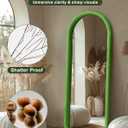 Arched Full Length Mirror, Free Standing Floor Velvet Finish Frame Mirror for Leaning or Hanging, Soft Touch Bedroom & Living Room Decor,Green, 55"L x 20"W