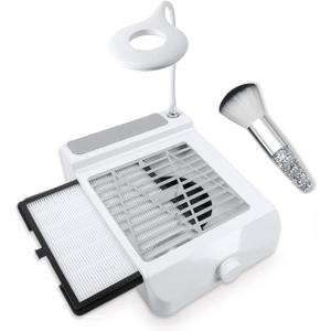 BQAN Nail Dust Collector for Nails Salon, 60w Extractor Vacuum Dust Collector Powerful Nail Fan, with 1pcs Nail dust Brush, Hand Cushion, and Lamp