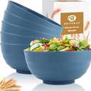 Large Soup Bowl 60 OZ, Wheat Straw Bowl Set of 6, Large Plastic Bowls Rusable, Microwave Safe Big Bowl for Fruit, Salad, Popcorn, Serving Bowls for Kitchen, Picnic, RV - Bule (Blue)