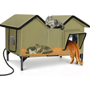 Outdoor Heated Cat House for Outside, Heated Outdoor Cat House Weatherproof
