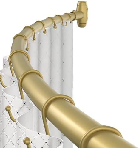 Amazon.com: Curved Shower Curtain Rod, TOPROD Round Shower Curtain Rod 48 to 72 Inches Adjustable, Rounded Bowed Stainless Steel Shower Rods for Bathroom, Bathtub, More Shower Space, Gold, Need to Drill : Home & Kitchen