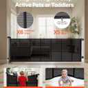 VEVOR Retractable Baby Gate, Extends to 120 inch Extra Wide, 38.5 inch Tall, with Reinforced Fiberglass Strips, Avoids Crawling Through, Mesh Dog Gate for Decks, Doorways, Garages, Indoor, Black