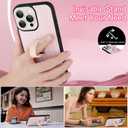 KANGHAR for iPhone 15 Pro Max Case Stand White and Pink Stripes Full Body Rugged Shockproof Protection Glossy Protective Slim Case 6.7 Inch