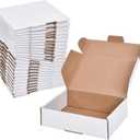 Shipping Boxes, 7x5x2 Inches, White Corrugated Cardboard Literature Mailer, Set of 25