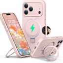 Silicone Case for iPhone 17 pro with Magnetic Stand, Pink | Upgraded Camera Lens Protection, Military-Grade Drop Shockproof, Anti-Scratch Microfiber Lining Silicone Case