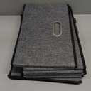 PRANDOM Fodable Storage Baskets for Closet [5-Pack] Decorative Fabric Storage Bins Cubes with Leather/Metal Handles for Shelves Bedroom Living Room Grey (11.5x8.5x6.7 Inch) (Grey&black Trim)