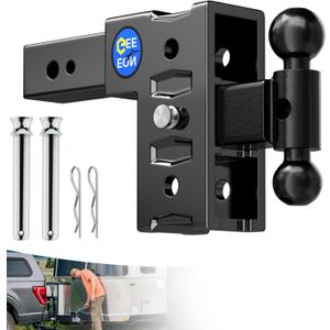 Trailer Hitch Fit 2.5 Inch Receiver, Adjustable Tow Hitch 6" Drop & Rise, Heavy Duty Drop Hitch for Trucks RV Camper (18,000 LBS GTW) with 2"& 2-5/16" Dual Ball Mount, Includes Hitch Pins & Clips