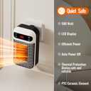 Mini Plug in Heater, Portable Wall Space Heater with Remote, Small Wall Outlet Heating with Adjustable Thermostat and 12H Timer, LED Display for Home Office Bathroom Indoor Use (White)