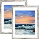 LUCKYLIFE 18x24 Frame in Distressed White, Gallery Frame for Wall Mounting, 2 Pack
