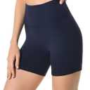 YUNOGA Women's High Waist Athletic Shorts 6" Inseam Yoga Shorts No Front Seam Workout Running Biker Shorts XS