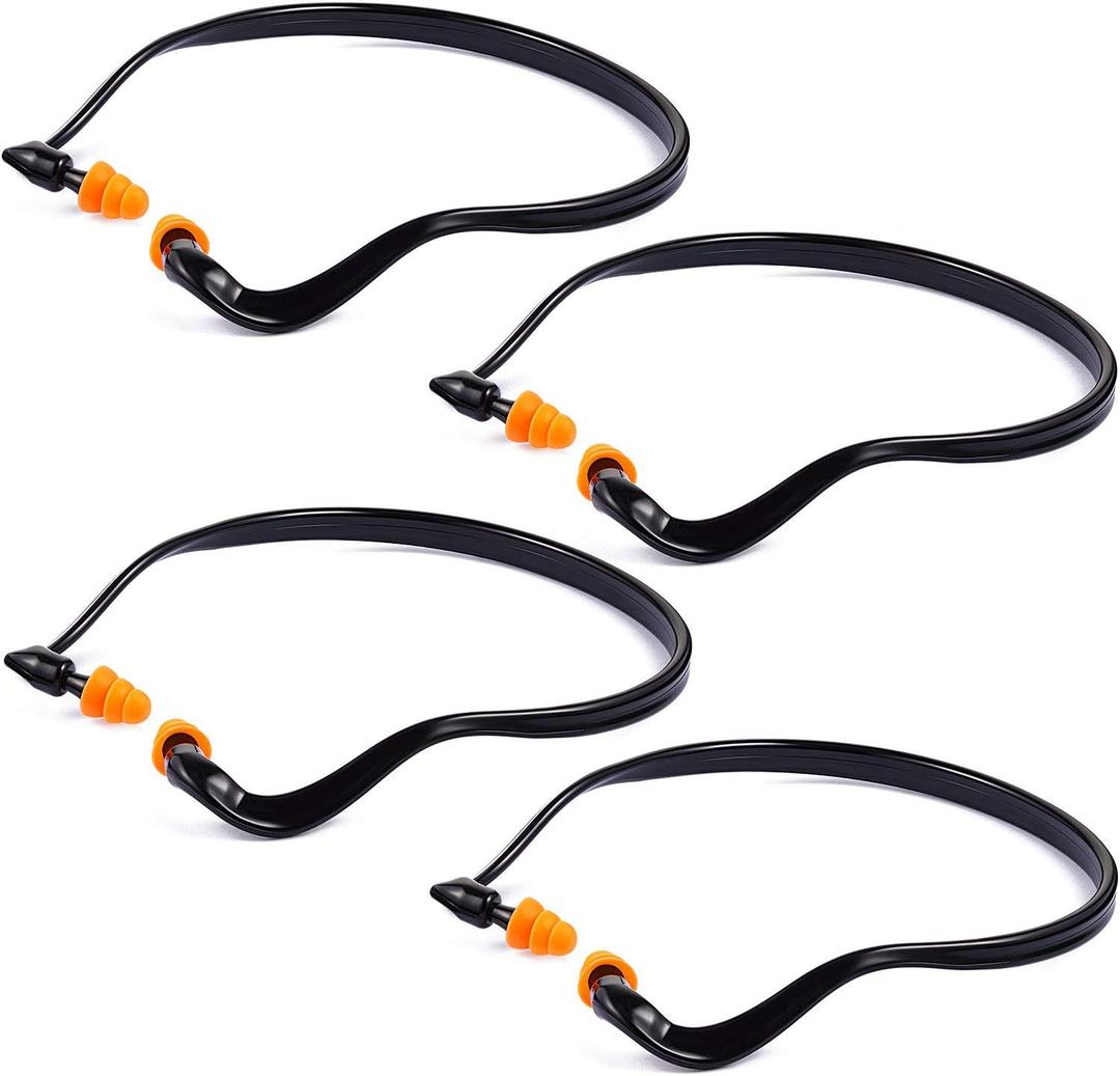 BBTO Banded Earplugs for Shooting Range Band Ear Plugs Lightweight Silicone Earplugs for Hearing Protection, Noise Reduction, Work, Construction, Sleeping, Concerts, Sports Racing(Orange,4 Pcs)