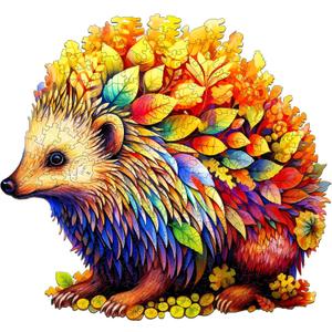 Wooden Puzzles for Adults - Clever Hedgehog Wooden Jigsaw Puzzle - Unique Animal Shaped Wood Puzzles Adult - Christmas Birthday Gifts for Adults/Friends/Family - 100pcs 8.4 * 7.4in (Small)