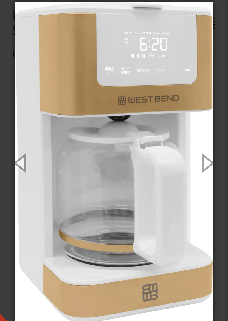 West Bend - 12-Cup White-Gold Hot & Iced Coffee Maker - CMWB12WG13