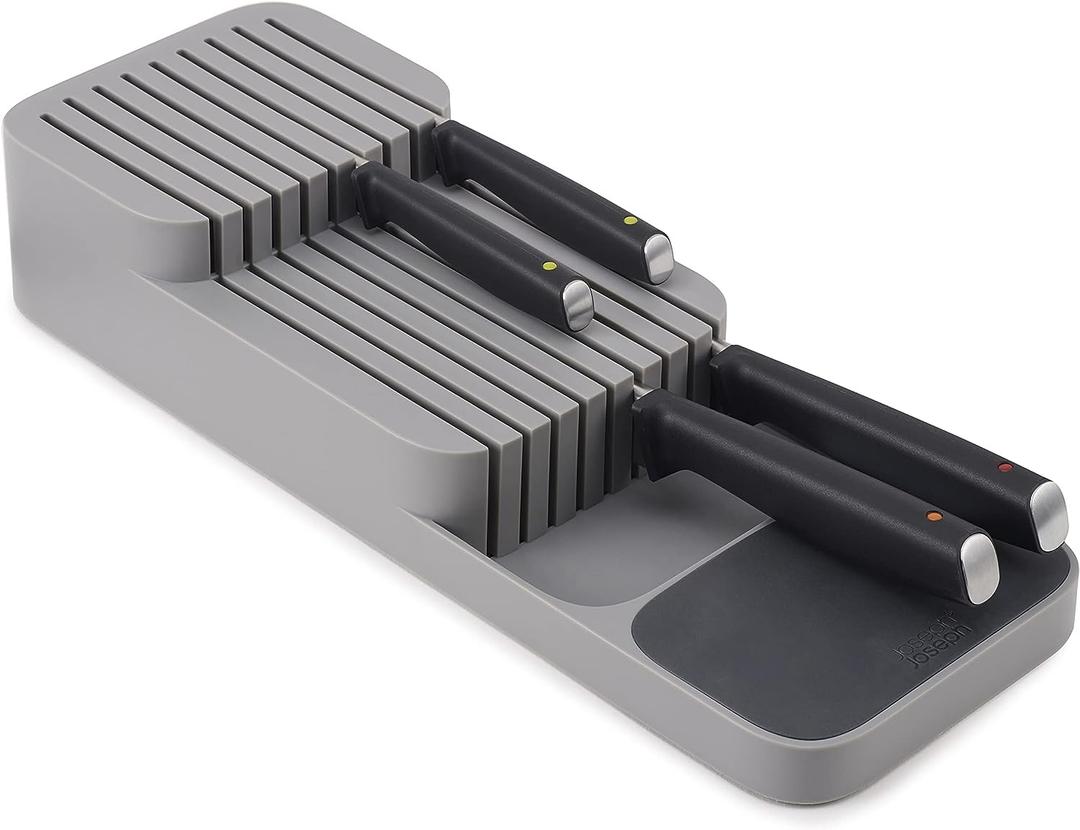 Joseph Joseph DrawerStore Knife Organizer, holds up to 9 knives, Kitchen Organization & Drawer Storage  Compact, Gray