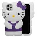 MONEHOYSY Cartoon Case for iPhone 16 Pro 6.3" 2024, Fashion Cute 3D Cute Kitty Kawaii Soft Silicone Animal tective Gel Shockof Gel Back Cover for Kids Women Girls Boys (Purple)