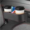 Car Seat Gap Filler Organizer, Multifunctional Auto Console Side Storage Box with Cup Holder, Universal PU Leather Cup Holder Front Seat Crevice Filler for Car Truck SUV (Black)
