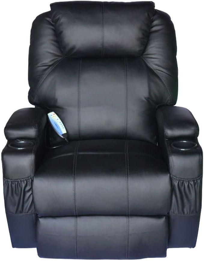 Black Massage Recliner Sofa Leather Vibrating Heated Chair Lounge Executive w/Control