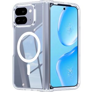 FNTCASE for Google Pixel 10-Pro-Fold Case: Magnetic Clear Military Grade Shockproof Anti Yellowing Slim Phone Cover, Protective Rugged Case for Pixel 10 Pro Fold, Clear