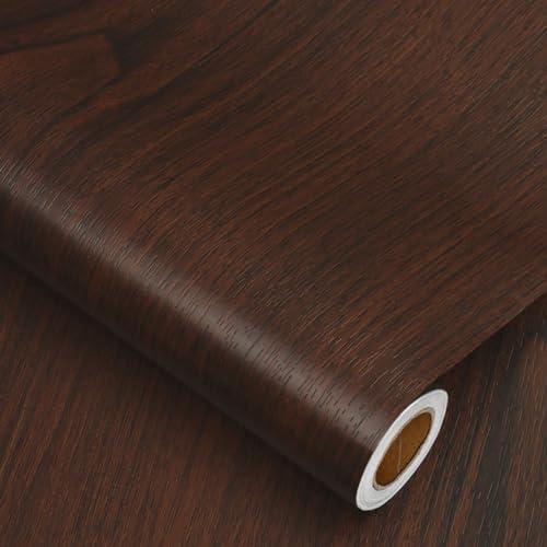 Heroad Peel and Stick Wallpaper Wood Contact Paper Red Brown Wood Grain Contact Paper Wallpaper Thicken Textured for Cabinets and Drawers Countertops Waterproof Self Adhesive Vinyl 17.5" x 78.7"