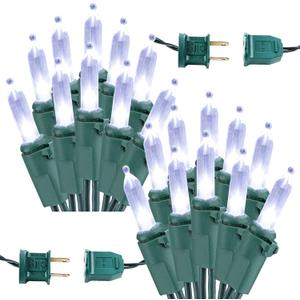 Brizled Christmas Tree Lights, 2 Pack 33ft 100 LED Christmas Lights, 120V UL Certified Connectable Xmas Light Indoor Outdoor, Clear Mini Light for Xmas, Tree, Home, Holiday, Green Wire, Bright White