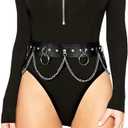 JASGOOD Punk Black Waist Chain Belt Women Leather Rave Body Goth Accessories Jewelry for Girls (Suit for Waist Size: 27''-33'')