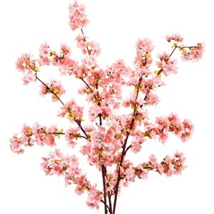 Sunm Boutique Silk Cherry Blossom Branches, Artificial Cherry Blossom Tree Stems Faux Cherry Flowers Vase Arrangements for Wedding Home Decor, Pink Cherry Blossom, Set of 3