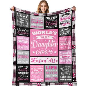 Easter Basket Stuffers for Teen Girls - Daughter Birthday Gifts from Mom Dad - World's Best Daughter Ever Gifts - Mothers Day Graduation Presents for Daughters Adult - Daughters Life Blanket 60"x80"