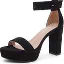 Herstyle Women’s Chunky Platform Heels – 4 Inch Block Heeled Sandals, Open Toe Dressy Strappy Heels with Ankle Strap for Wedding, Prom, Party & Graduation S7.25
