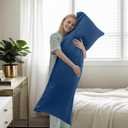 Body Cooling Pillow Cases Cover, Bamboo Rayon Pillowcases with Zipper Closure, Cool & Breathable Pillow Case for Hot Sleepers and Night Sweats, 20x54 inches, Deep Blue