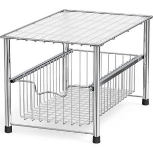 Simple Houseware Chrome Metal Stackable Storage Rack, 16.75 in L x 10.8 in W x 10.25 in H