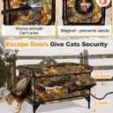 Weatherproof Heated Cat House for Outdoor in Winter, Heated Cat Bed Kitty Shelter with Cat Heating Pad, Insulated & Safe Escape Door, Warm House for Outside Stray Cat (Leaf Color, 17"x25"x17")