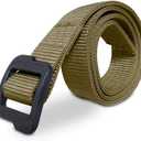 Tactical Belt, 1.5-inch Nylon Gun Belts for Men, 2-Ply EDC Belt with Adjustable Plastic Buckle (Large, Tan)