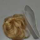 Curly Messy Bun Hair Piece with Claw Clip, Human Hair Bun Ponytail Extensions for Women, Wavy Curly Chignon Updo Pieces for Quick Styling, Natural Looking, 45g, Golden Brown Mix Bleach Blonde