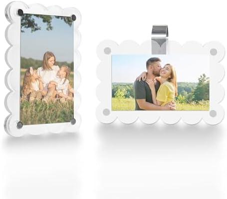 Car Sun Visor Photo Holder, Universal Magnetic Photo Car Visor Clip, Decorate Your Car Visor Picture Clip with Personality(Transparent Wave, 2.8x4.7)