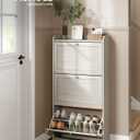 VASAGLE Shoe Storage Cabinet with 3 Flip Drawers, Slim, Holds 12‑20 Pairs, 9.5"D x 23.6"W x 47.7"H-shoe cabinet
