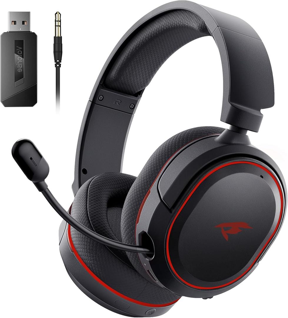 Wireless Gaming Headset, 7.1 Surround Sound, 2.4Ghz USB Gaming Headphones Bluetooth 5.4, 100Hr Noise Canceling Mic RGB Light, Wireless Headset for PC PS5 PS4 Mac Switch, ONLY Wired Mode Suit for Xbox