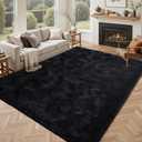5x7 Black Area Rugs for Living Room, Large Fluffy Shag Bedroom Rugs Non-Slip, Ultra Soft Plush Carpet for Nursery Kids PlayRoom Dorm Office Indoor Modern Carpets