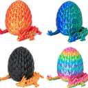 3D Printed Dragon Egg Toy (4 Pack) - Surprise Mystery Inside, Articulated Crystal Dragon, Fidget Sensory Toy for Kids Birthday Surprise & Desk Decor (B)