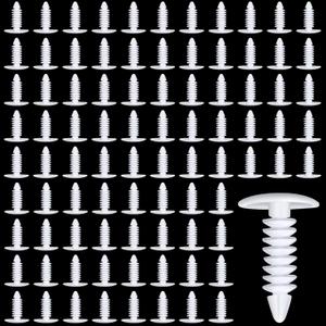 Taiyin 200 Pack 1" Vapor Barrier Christmas Tree Clips Plastic Bumper Clips Nylon Rivet Clip White Furniture Assembly Shelves Retainer for Crawlspace Barrier Poly Liners, Covers, Encapsulations (White)