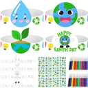Cinrobiye 24 Set Earth Day Crafts KitSave The Planet Headbands Crowns and Hats for World Environment Day DIY Coloring Activities Party Favors for Toddler School Classroom