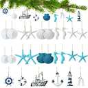 Jetec 26 Pcs Nautical Coastal Themed Ornaments Bulk Resin Starfish Seashell Decorative Beach Ocean Ornaments for Tree Home Bathroom Decoration